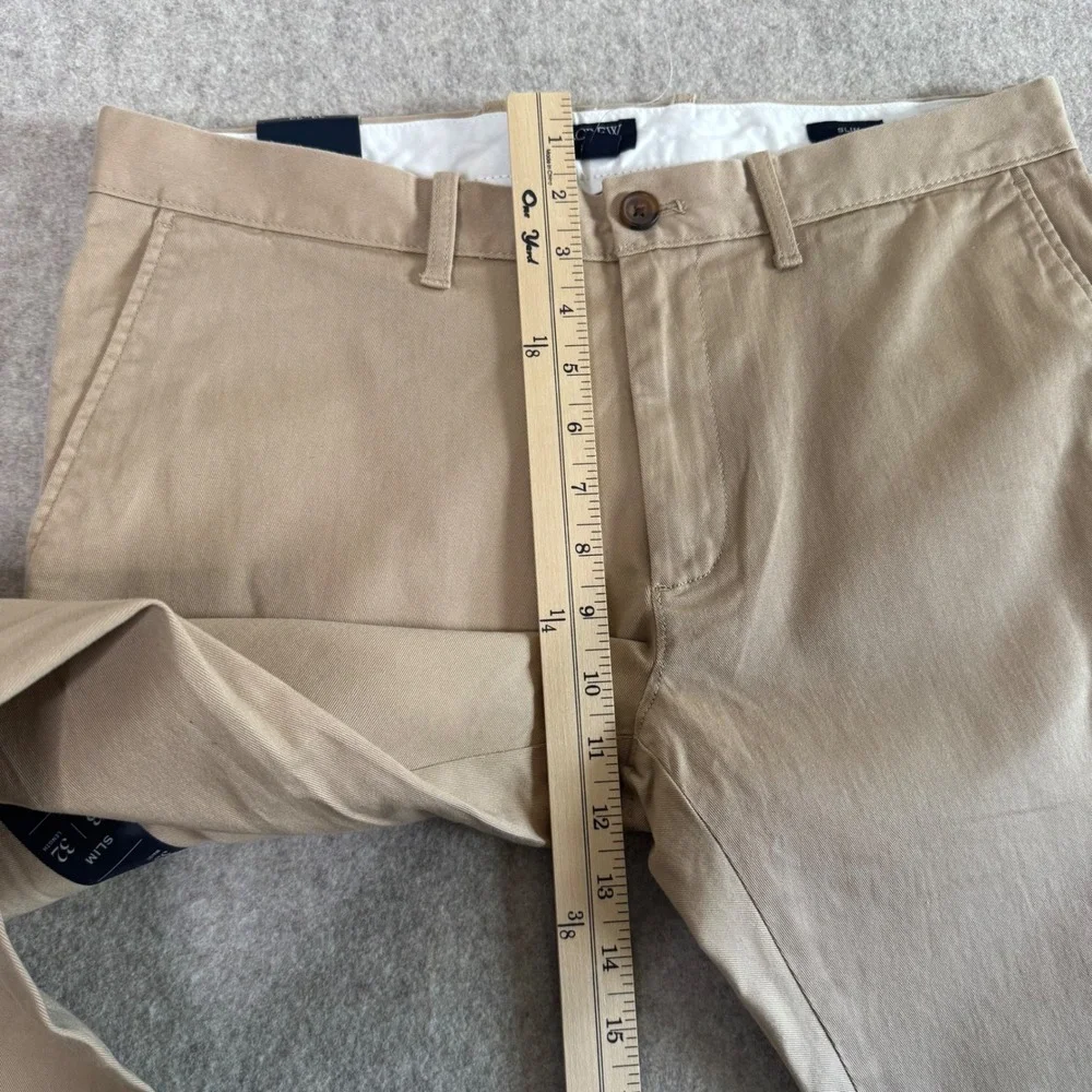 NWT J.Crew Slim Fit Chino Pants Mens 33x32 Khaki Casual Business Cotton